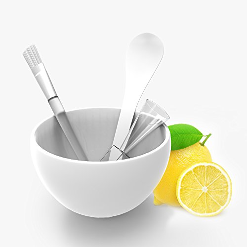 DIY Facial Mask Bowl Set with Brush. Reusable Silicone Mixing Bowl and Applicator Tools Set. Perfect for Clay Face Mask. FREE Travel Makeup Bag (white)