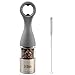 Pepper Mill and Bottle Opener, Salt or Pepper Grinder, Brushed Stainless Steel with Ceramic Grinding Mechanism, Salt and Pepper Shakers with Adjustable Coarseness Setting, Cleaning Brush By Er&Maks