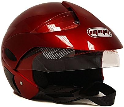 Motorcycle Scooter Open Face Helmet DOT Street Legal - Flip Up Shield (S, Shiny Burgundy)