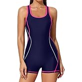 beautyin Women Athletic One Piece Boyleg Racerback Swimming Suits Bathing Suit
