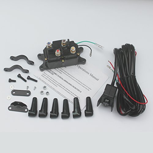 kipa Winch Solenoid Relay 12V 250A & Winch Rocker Thumb Switch Assy for ATV UTV Polaris 800 1000 SUV Jeep Trailer Hydraulic Pump Lift Jack 1500lb-5000lb Winch with mounting Brackets Terminal Caps - Image 5