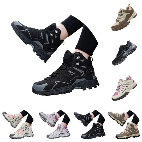 Men's Hiking Shoes Hiking Boots Women Mountain Wide Fit Non Slip Shoes Lightweight Lace up Winter Shoe Durable Walking Sneakers Breathable Mesh Lining Running Sneakers A Black 6.5