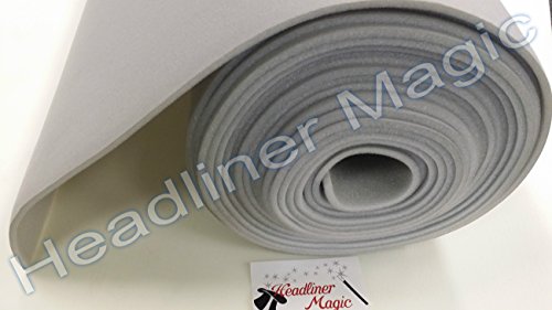 Lt Gray Auto Headliner 3/16" Foam Backing Fabric Material 108" X 60"