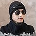 Men Winter Warm Knit Beanie Hat Neck Set 2 Pcs,Crytech Solid Wild Thicken Fleece Lined Warmer Loop Circle Scarf and Cable Cuffed Wool Knitted Skull Snow Ski Cap 2 Pieces for Women (Black)thumb 2