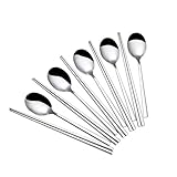 Brightbuy 5 set Chopsticks Spoon, Reusable Metal Stainless Steel Korean Chopstix Spoon Set Utensils Silverware Flatware Tableware