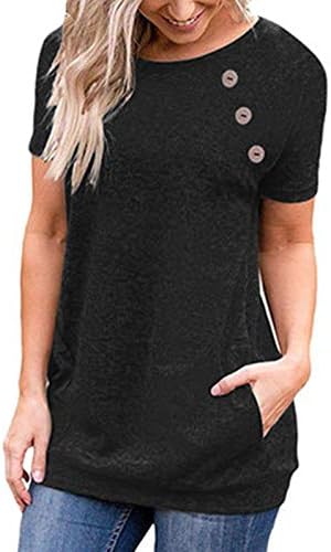 Women's Tops Cold Shoulder Short Sleeve Summer Casual T Shirts Tunic Top with Side Button S-2XL