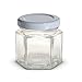 1.5 oz Hexagon Mini Glass Jars with White Lids and Labels (Pack of 24)