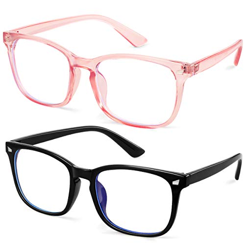 GEKKALE Blue Light Blocking Computer Glasses Square Nerd Eyeglasses