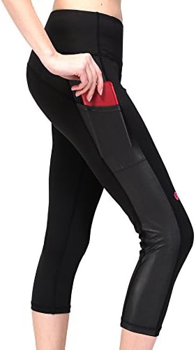 MYoga Women's High Waist Yoga Pants Workout Running Capri Leggings Active Athletic Leggings with Side Pockets