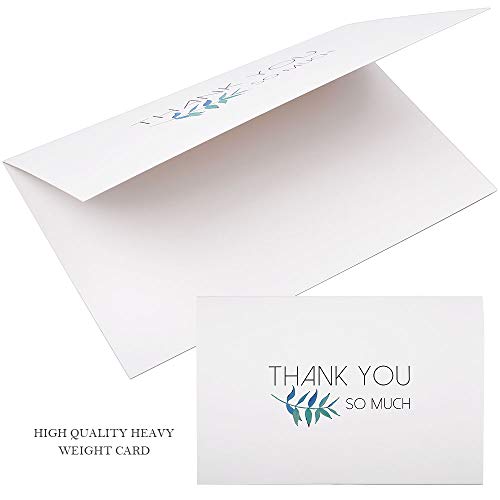eZAKKA Thank You Cards, 48 Assorted Bulk Box Blank Watercolor Craft Green Leaves Thank You Card Greeting Note Cards for Wedding, Graduation, Baby Shower, Bridal Party, Business, Anniversary, Birthday
