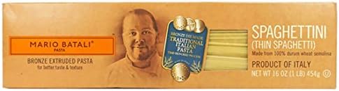 Mario Batali Spaghettini Bronze Extruded Pasta, Made from 100% Durum Wheat Semolina, 454g (Pack of 2)