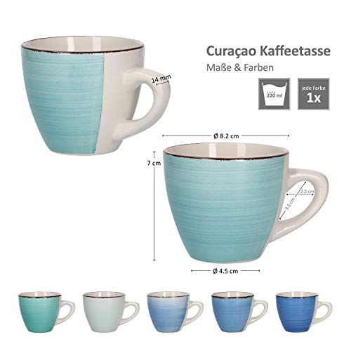 MamboCat 12tlg Kaffee-Geschirr-Set Blue-Curacao I Tee-Service pflegeleicht 6 Personen I 12-er Vintage Kaffee-Tee-Gedeck… – Bild 3