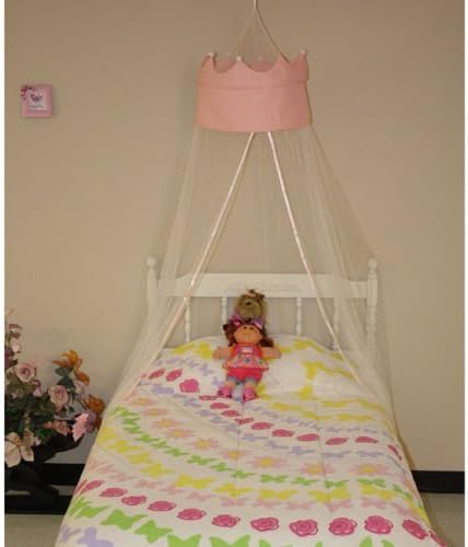 Princess Polyester White Knitted Crown Round Bedding Canopy