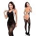 Aritone Fashion Women New Ladies Leopard Hanging Neck Bodystockings Perspective Underwear (Black)