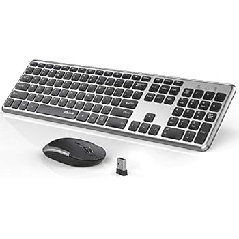 Wireless Keyboard and Mouse Combo, Jelly Comb KUT027 Wireless Keyboard and Mouse 2.4GHz Full Size Ultra-Thin Keyboard Mouse for Computer, Laptop, PC, Desktop, Windows 7, 8, 10 -Black and Sliver