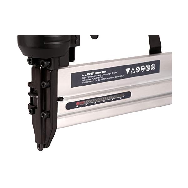 FERM Pneumatische Tacker – DIN/Orion - Weichen Griff – Inkl. 300 Nägeln und 100 Heftklammern – Bild 6