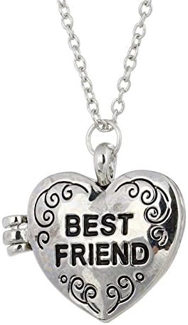 Vintage Heart Love Openable Locket Pendant Best Friend Necklaces Women Fine Jewelry Gift Antique Silver Valentine Gift 45cm 2.3x2.4cm