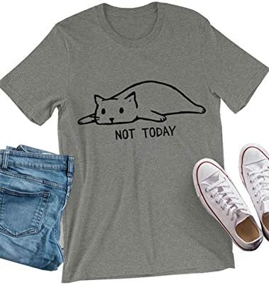 Women's Not Today Crazy Cat T Shirts Graphic Cute Funny Short Sleeve Cotton Tops