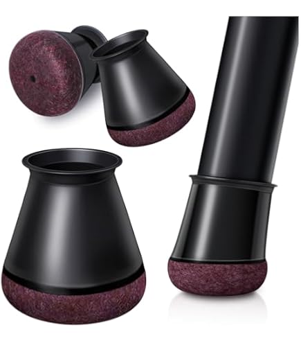 Yomanta 24-Pack Silicone & Felt Chair Leg Floor Protectors – Fits 13/16-1" Round & 9/16-13/16" Square Legs, Scratch-Proof, Noise-Reducing, Black