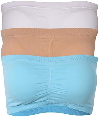 DD DEMOISELLE Women's Bandeau Bra, Basic Layering Seamless Bra Crop Tube Top Bandeau Strapless Brarette
