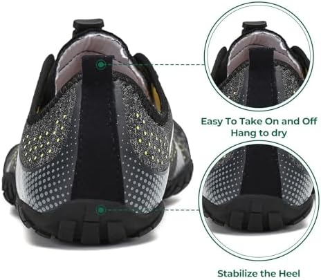 Chaussure Minimaliste Homme Barefoot Shoes Femme Légère Randonnée Chaussures de Trail Running Outdoor Fitness Barefoot Shoes avec Semelle Zero Drop Noir Fumé,GR.39