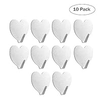 Self Adhesive Hooks,Heart Shape Stainless Steel Wall Hanger for Robe, Coat, Towel, Keys, Bags, Home, Kitchen, Bathroom,Waterproof, No Drill Glue Needed(10 Pack)