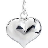Hobbspring 1pc 925 Sterling Steel Silver Heart Charm Puffed Heart Pendants Charm 3D Heart Dangle Pendant Charms with Jump Ring for DIY Necklace Bracelet Earring Keychain Jewelry Making
