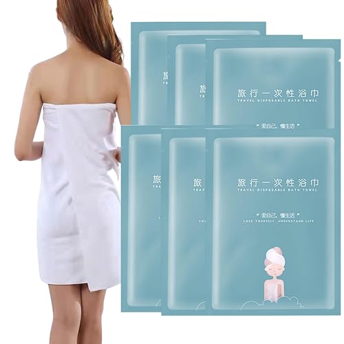 Nalacal 6Pcs Disposable White Cotton Bath Towels, Large Shower Towels In Single-Use Hygienic For Travel