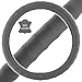 BDK SW-899-MG Genuine Leather Car Steering Wheel Cover 14.5-15 inch Medium/Gray, Easy Installation
