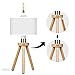 Bedside Lamp Tomons Wood Tripod, Soft Warm Light for Bedroom Decorated, Night Stand Lamp with Fabric Lampshade, Simple Design, LED Bulb Included
