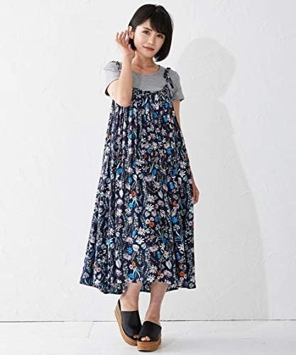 Amazon Nissen ニッセン 小さいサイズ 肩ひもリボン デザイン プリント キャミ ワンピース 小さいサイズ レディース ネイビー系 Pm ワンピース チュニック 通販