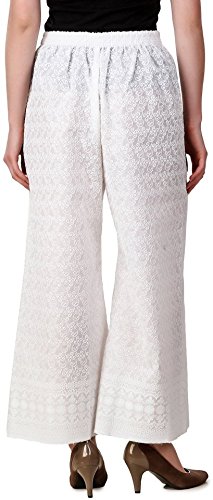 muskan boutique women's lucknow ethnic plazzo pant bottom of white