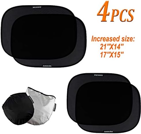Car Window Shades for Baby,4 Pack Mesh Car Shade for Side Windows, Cling Sun Glare UV Protection for Baby Kids Driver, 80GSM Universal Sun Shade for Car with Storage Bag