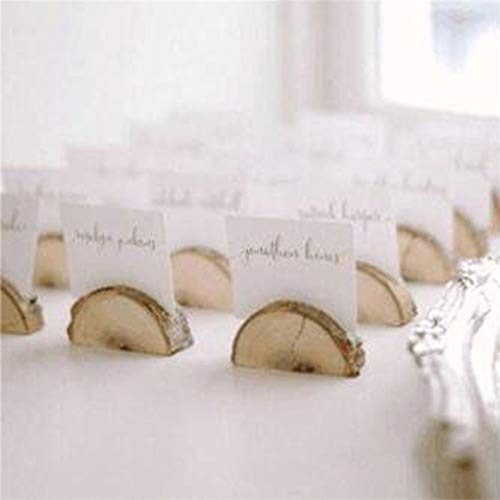 Aimyoo Wooden Card Holders - Rustic Real Wood Table Number Stands Picture Memo Clip Note Photo Clip for Home Party Decoration Wedding Favors (Pack of 50)