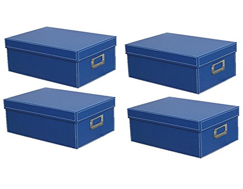 KVD Photo Storage Boxes, for 4x6 5x7 Photos, DVDs, CDs & Negatives, Blue 4pk