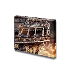 Canvas Prints Wall Art - Pirate Ship and Stormy Sky | Modern Wall Decor/Home Decoration Stretched Gallery Canvas Wrap Giclee Print. Ready to Hang - 12" x 18"