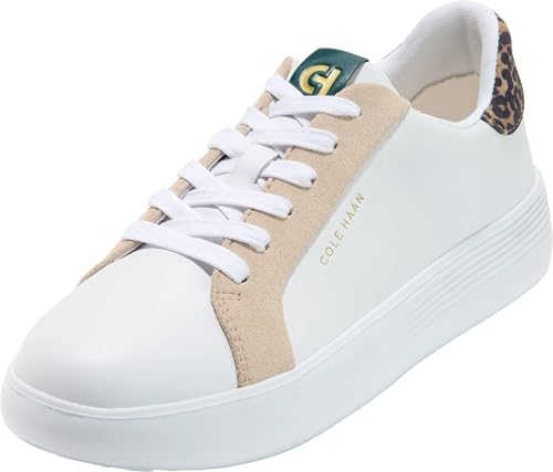 Cole Haan Women's Grand Crosscourt Joy Platform Sneaker, White Lepoard Print, 5…