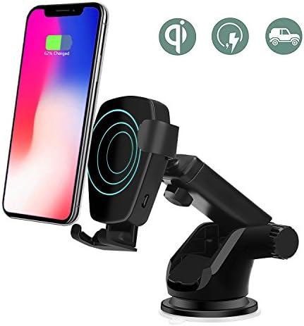Wireless Car Charger for iPhone X,Lottogo Car Mount Gravity Linkage Fast Charging for iPhone X, 8/8 Plus, Samsung Galaxy S8, S7,S6/S7 Edge, Note 8 5 &amp; Qi Enabled Devices(Black)