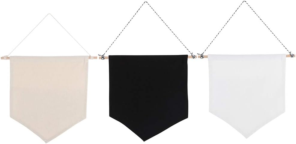 AIM Cloudbed 3 Pack Pin Wall Canvas Display Banner Blank Cotton Wall Banner badge display Flag Display Pins, Buttons and Lapel Collections with Wood Stick Hanger