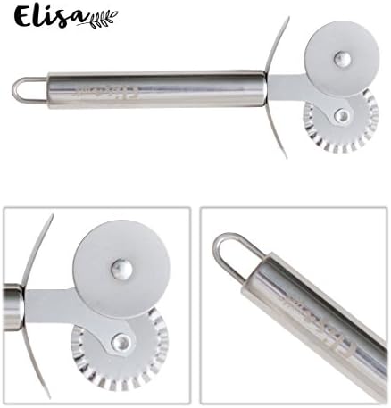 100% Stainless Steel Double Wheels Pizza Cutter with Roller, Pastry Dough Cutter for Baking for Candy and Chocolate, Tools Pizza Slicer Cutter Pastry Slicer (Green) (Black)