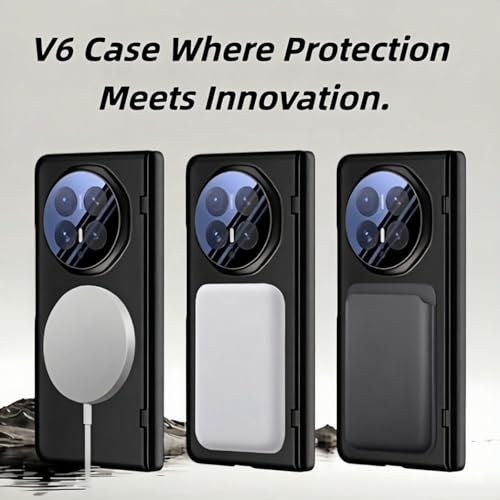 Kequsprk Case for Honor Magic V6 360° Rotating Magnetic Ring Kickstand,Blac | Phone Case for Honor Magic V6 Lightweight, Ultra-Thin with Built-in Screen Protector, Lens and Hinge Protection