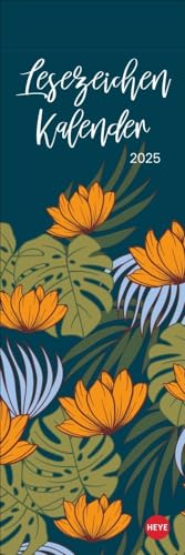 Marcapáginas y calendario 2025: las coloridas obras de arte florales hacen que este pequeño calendario sea llamativo. Gran pequeño regalo para los amantes de los libros, formato 6 x 18 cm. (Marcador y