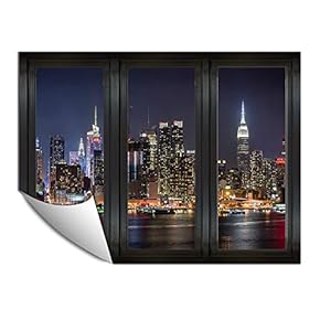 Wall Paper Small Wall Mural City at Night Wall Art Removable Wall Decoration for Bedroom Living Room - 24x32 inches