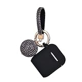 Apple Airpods Case Keychain, Filoto Airpods Silicone Glittery Case, Scratch Proof and Drop Proof Air Pods Protective Cover Skin with Shiny Ball Key Chain (Black)