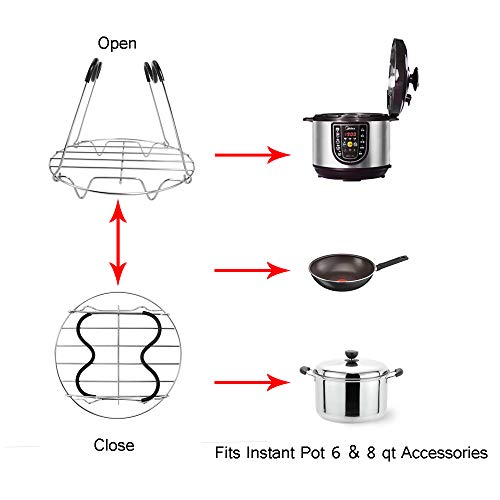 AQIMY Instant Pot Trivet with Heat Resistant Silicon Handles Multipurpose Pressure Cooker Steamer Rack for 5/6/8 Quart Instant Pot