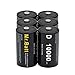 Mr.Batt NiMH Rechargeable D Batteries Low Self Discharge, 10000mAh (6 Pack)