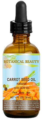 CARROT SEED OIL 100 % Natural Cold Pressed Carrier Oil. 1 Fl.oz.- 30 ml. Skin, Body, Hair and Lip Care. "One of the best oils to rejuvenate and regenerate skin tissues.' by Botanical Beauty