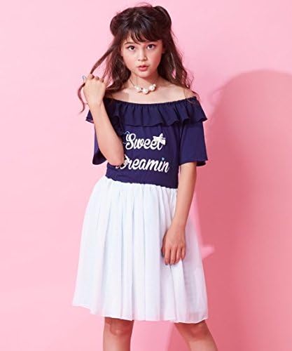 Amazon ワンピース Nissen ニッセン オフショル風ドッキングワンピース 女の子 子供服 ジュニア服 ニッセン商品 紺 サックス系 160 ワンピース チュニック 通販