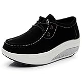 Shenn Women's Platform Fitness Suede Leather Sneaker