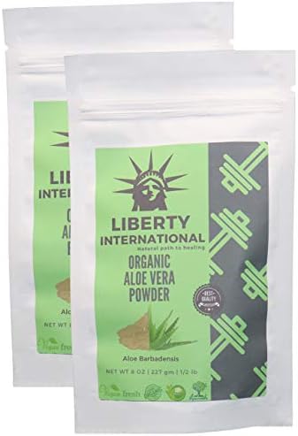 Liberty International Organic Herbal Aloe Vera Powder For Smooth Hairs & Soft Skin Skin & Hair Care (454G) (2 X 227 Gm Each) (Pack Of 2) Certified NT3077